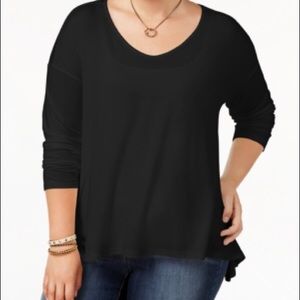 Say what , trendy Plus Size Long-Sleeve Swing Top